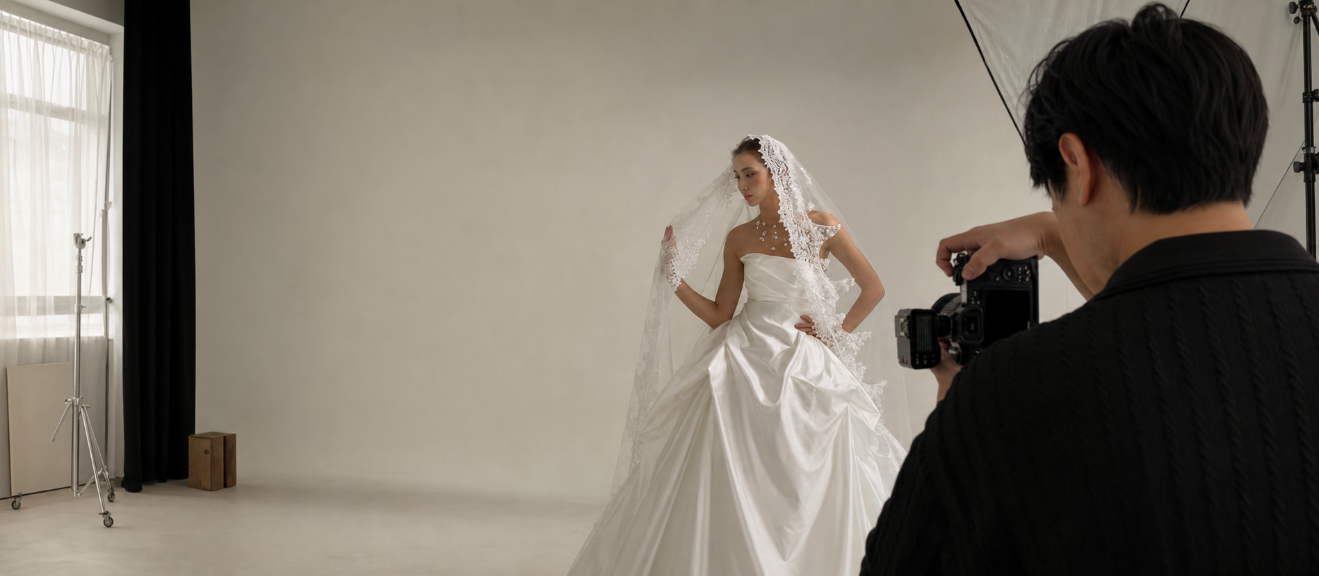 Behind the scenes photo production in a studio