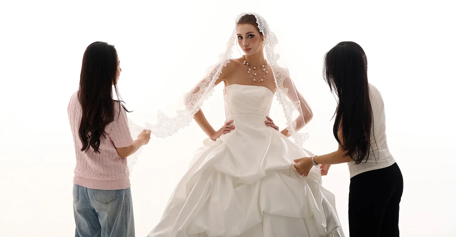 Leici Creative Studio team preparing a bridal portrait session