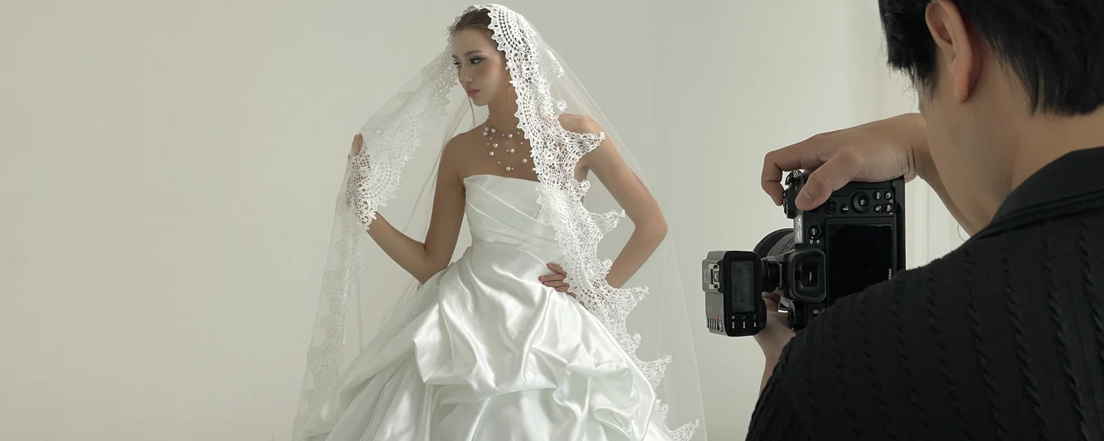 Behind the scenes photo production in a studio